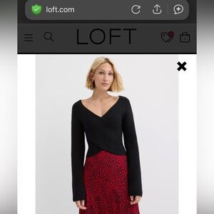 Loft black ribbed crossover sweater, LIKE NEW